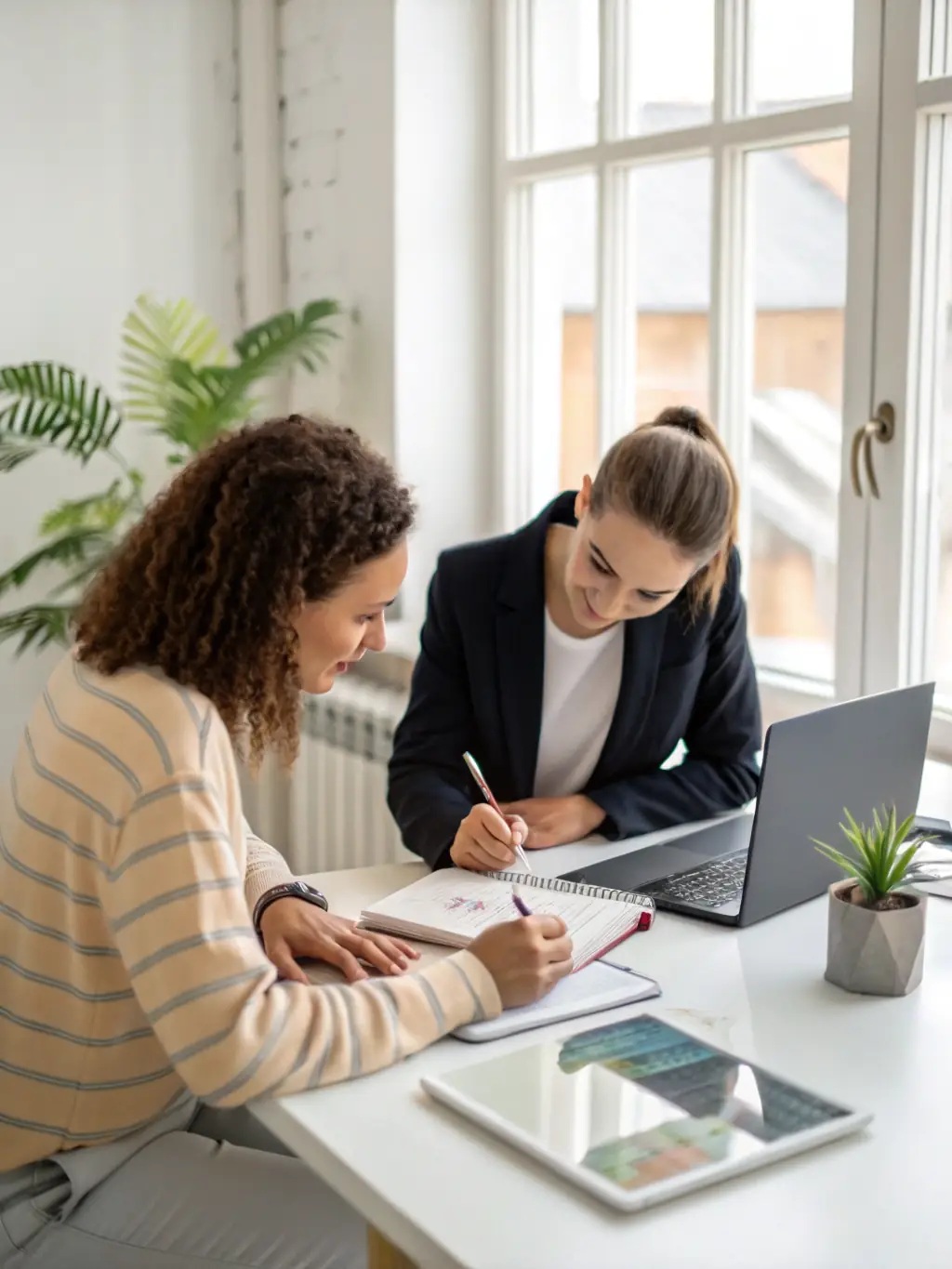 An individual receiving personalized career coaching, discussing their strengths, weaknesses, and career aspirations in a supportive environment.